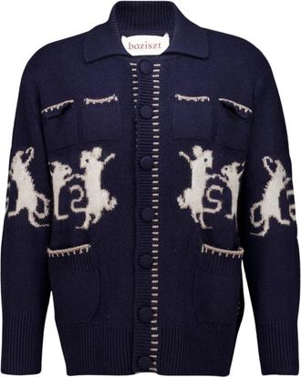 Baziszt Baziszt, Truien & Vesten, Heren, Blauw, L, Kasjmier, Cashmere Mice Cardigan
