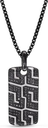 LuvMyJewelry Pro Rider Tire Tread Silver & Black Diamond Tag Necklace