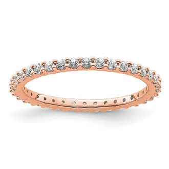 Diamond2Deal 14k Rose Gold Polished Shared Prong 1/2 Ct Diamond Eternity Band Ring