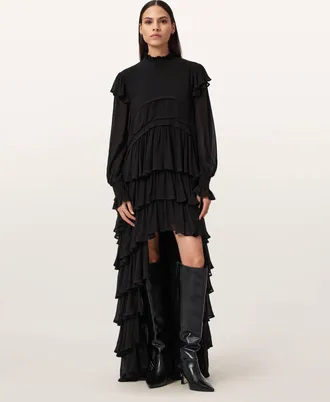 AllSaints Cavarly Tiered Ruffle Maxi Dress