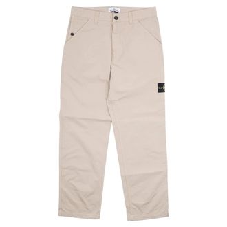 Stone Island Straight Trousers, male, Beige, Size: W33 Logo Cotton Trousers