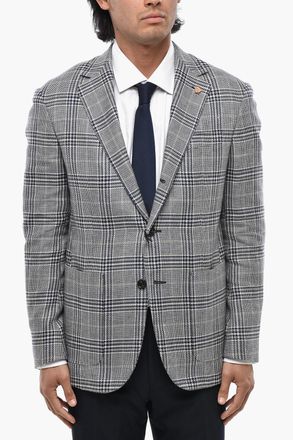 Corneliani CIRCLE Blazer Sfoderato in Misto Cotone Tartan Corneliani