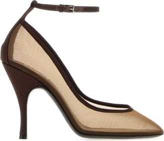 Alaia Brown Ankle-strap Mesh Pumps