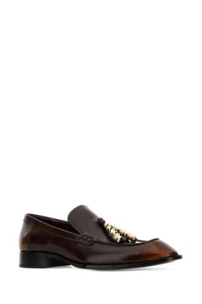 Loewe Womens Chocolate Leather Edge Loafers Brown Mocassini