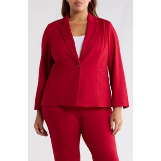 Kasper One-Button Seamed Waist Blazer in Fire Red at Nordstrom, Size 24W