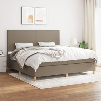 vidaXL Vidaxl - Cama Box Spring Con Colch&oacute;n Tela Gris Taupe 200x200 Cm