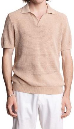 Paisley & Gray Open Knit Johnny Collar Polo in Tan Chenille at Nordstrom Rack, Size Xx-Large