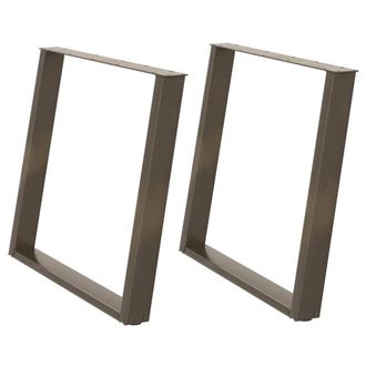 Berkfield Home vidXL Dining Table Legs U-Shaped 2 pcs Natural Steel 80x(72-73) c in Brown