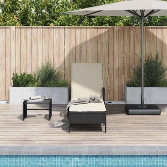vidaXL Vidaxl - Sun lounger Reclining Black 157 x 55 x 92cm Poly Rattan