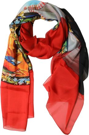 Dolce & Gabbana Multicolor Silk Printed Shawl Stole Womens Scarf