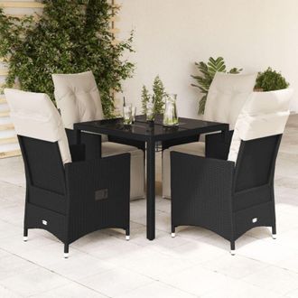 vidaXL Set De Muebles Jard&iacute;n 5 Pzas Con Cojines Rat&aacute;n Sint&eacute;tico Negro Vidaxl