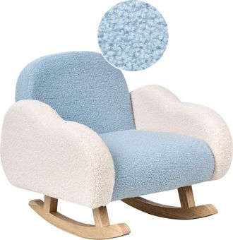 Beliani Beliani - Kids Size Rocking Chair Clouds Boucle Wooden Legs for Children Indoor Light Blue Skare