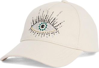 Kurt Geiger Evil Eye Embellished Adjustable Baseball Cap in Bone at Nordstrom Rack