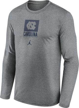 Nike Mens North Carolina Courtside Jordan Brand Dri-FIT College Long-Sleeve T-Shirt in Grey | 0JTJ06GNCN-NB7