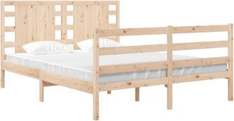 vidaXL Bed Frame without Mattress 135x190 cm Double Solid Wood Pine Vidaxl