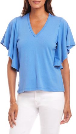 Karen Kane Flutter Sleeve T-Shirt in Dusty Blue at Nordstrom, Size X-Large