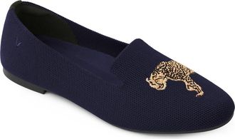 Vivaia Audrey Round-Toe Embroidered Loafers in Black Cheetah at Nordstrom, Size 7.5