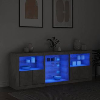 Berkfield Home Sideboard with LED Lights Concrete Grey 181.5x37x67 cm