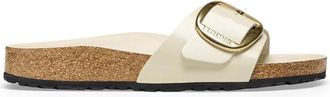 Birkenstock Madrid Big Buckle Natuurlijk Leder Patent Sandalen - Dames - Sandalen - Beige - 37 EU - Leer - Schoenen