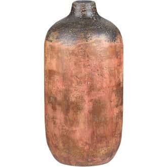 Beliani Florero De Terracota Cobrizo Negro 53 Cm Aspecto Envejecido Dormitorio Saragossa