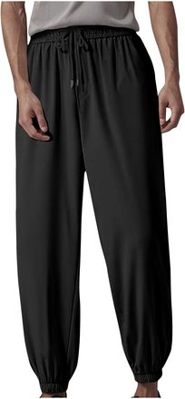 Generic Mens Joggers Work Trousers Trousers for Men Cuffed Pants with Imitation Ice Silk Tracksuit Sport Bottoms Straight Fit Comfortable Gym Trouser Joggings