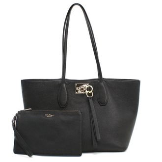 Ferragamo Black Leather Pouch Tote Bag (Pre-Owned)
