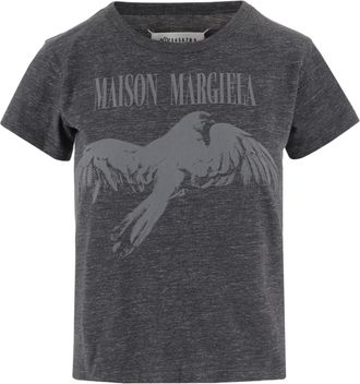 Maison Margiela Cotton Crew Neck T-Shirt With Logo Print