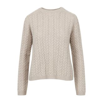 Max Mara Truien & Vesten, Dames, Beige, M, Wol, Rondgebreide trui