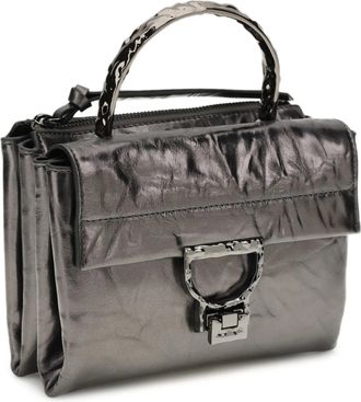Coccinelle Grey Glossy Crinkled Texture Handbag