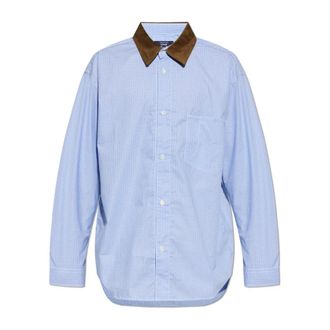 Comme Des Gar&ccedil;ons Corduroy Collar Shirt - Heren - Casual Overhemden - Blauw - S - Katoen - Overhemden