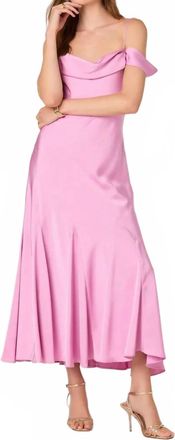 Astr Araxie Satin Off-Shoulder Midi Dress In Pink