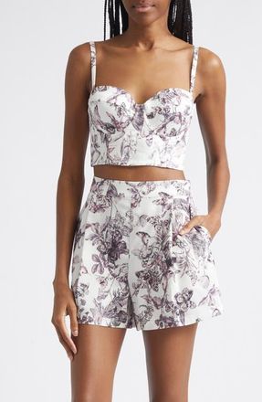 L'agence Sonya Butterfly Print Bralette in Vin Wht Wtrcolor Bfly at Nordstrom, Size Xx-Small