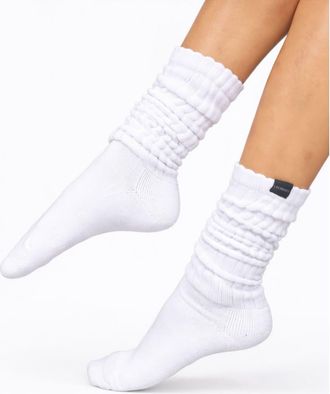 Lechery Gender Inclusive Scrunch Crew Socks in White at Nordstrom