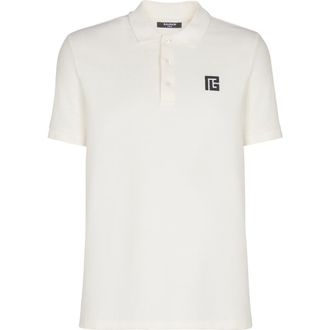 Balmain Embroidered cotton polo in White at Nordstrom, Size Xxx-Large