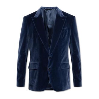 Dolce & Gabbana Blazers, male, Blue, Size: M Velvet blazer