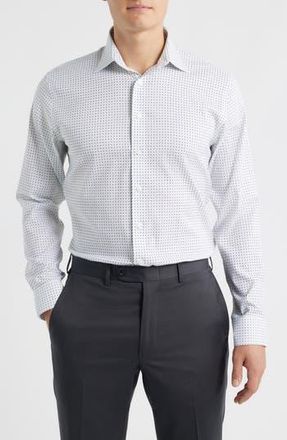 Nordstrom Trim Fit Geometric Print Premium Performance Twill Dress Shirt in Light Blue at Nordstrom Rack, Size 17.5 - 36/37