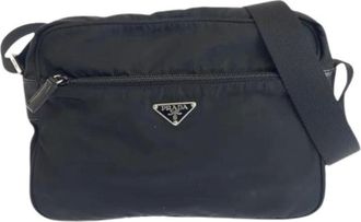 Prada Pre-owned Cross Body Bags, female, Black, Size: ONE SIZE Pre-owned Nylon Cross Body Bag