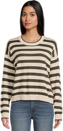 Splendid Georgie Stripe Pullover Sweater Womens Sweater Pale Oak Heather/Green : XL (Womens 14-16), Cashmere/Nylon/Polyester