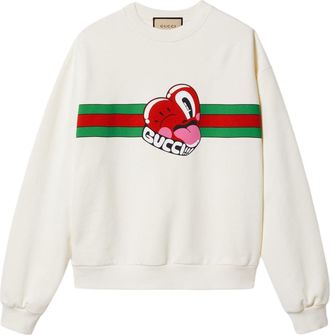 Gucci Cotton Jersey Sweatshirt With Gucci Print Off White 768530-XJGI6-9095