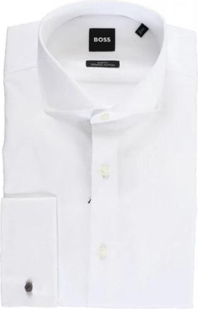 HUGO BOSS Slim Fit Shirt - Heren - Zakelijke Overhemden - Wit - XL - Katoen - Overhemden