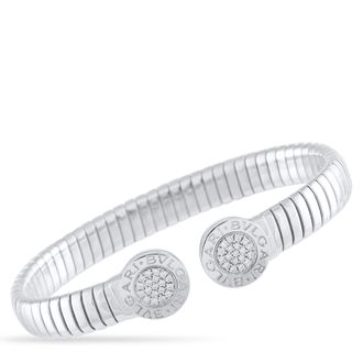 Bulgari Tubogas Stainless Steel Diamond Bracelet 5482
