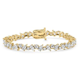 Pompeii3 8Ct Pear & Round Diamond Tennis Bracelet 14k Gold 7 Lab Grown