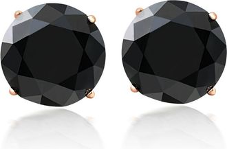 Pompeii3 3 1/2 Ct TW (8mm) Round Black Moissanite Studs 14k Yellow Gold
