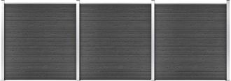 vidaXL Juego De Paneles De Valla Wpc Negro 526x186 Cm Vidaxl