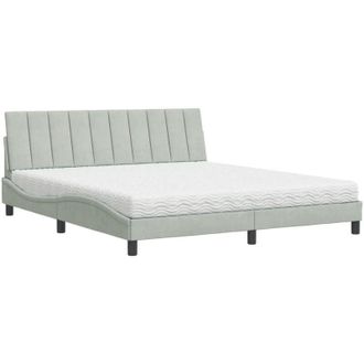 vidaXL Vidaxl - Cama Con Colch&oacute;n Terciopelo Gris Claro 180x200 Cm