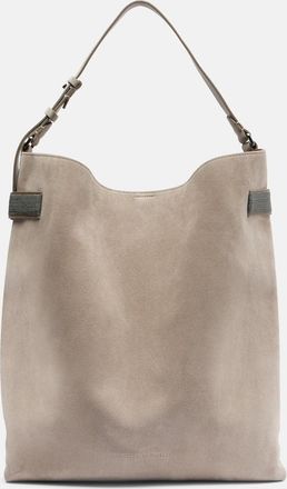 Brunello Cucinelli Essence Monili Large suede tote bag