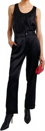 Bella Dahl Straight Leg Trouser With Beaded Piping In Black