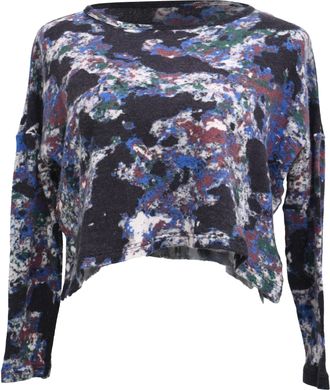 Yohji Yamamoto Ys by Yohji Yamamoto Camouflage-Print Cropped Sweater in Multicolor Wool