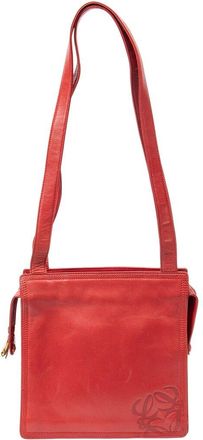Loewe Red Calfskin Leather Small Anagram Tote (Authentic Pre-Loved)