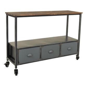 Wanderlust Deco Wanderlust Deco - Recibidor De Madera Y Metal Marr&oacute;n 100x32x72